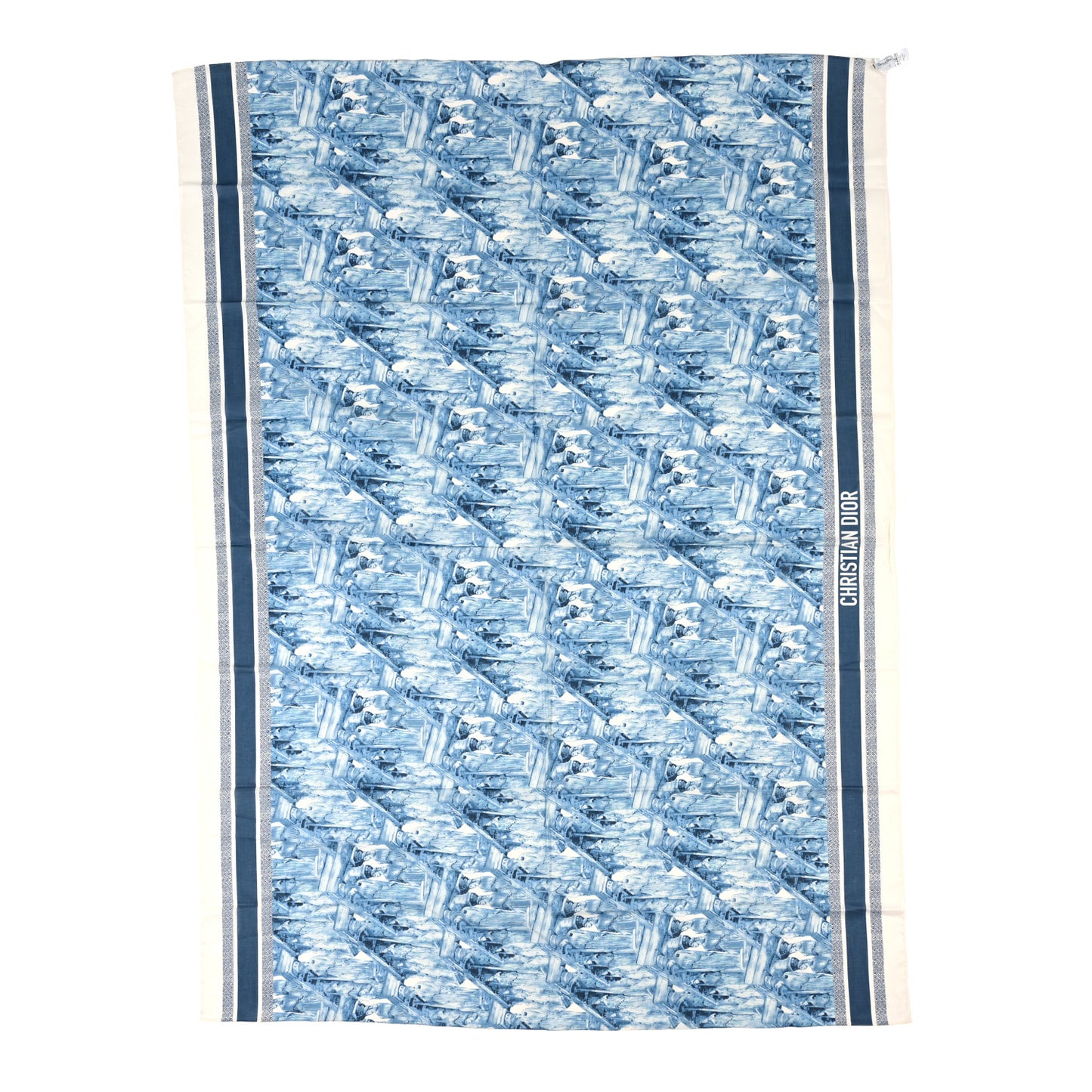 Cotton Athens Print Sarong Blue Ecru