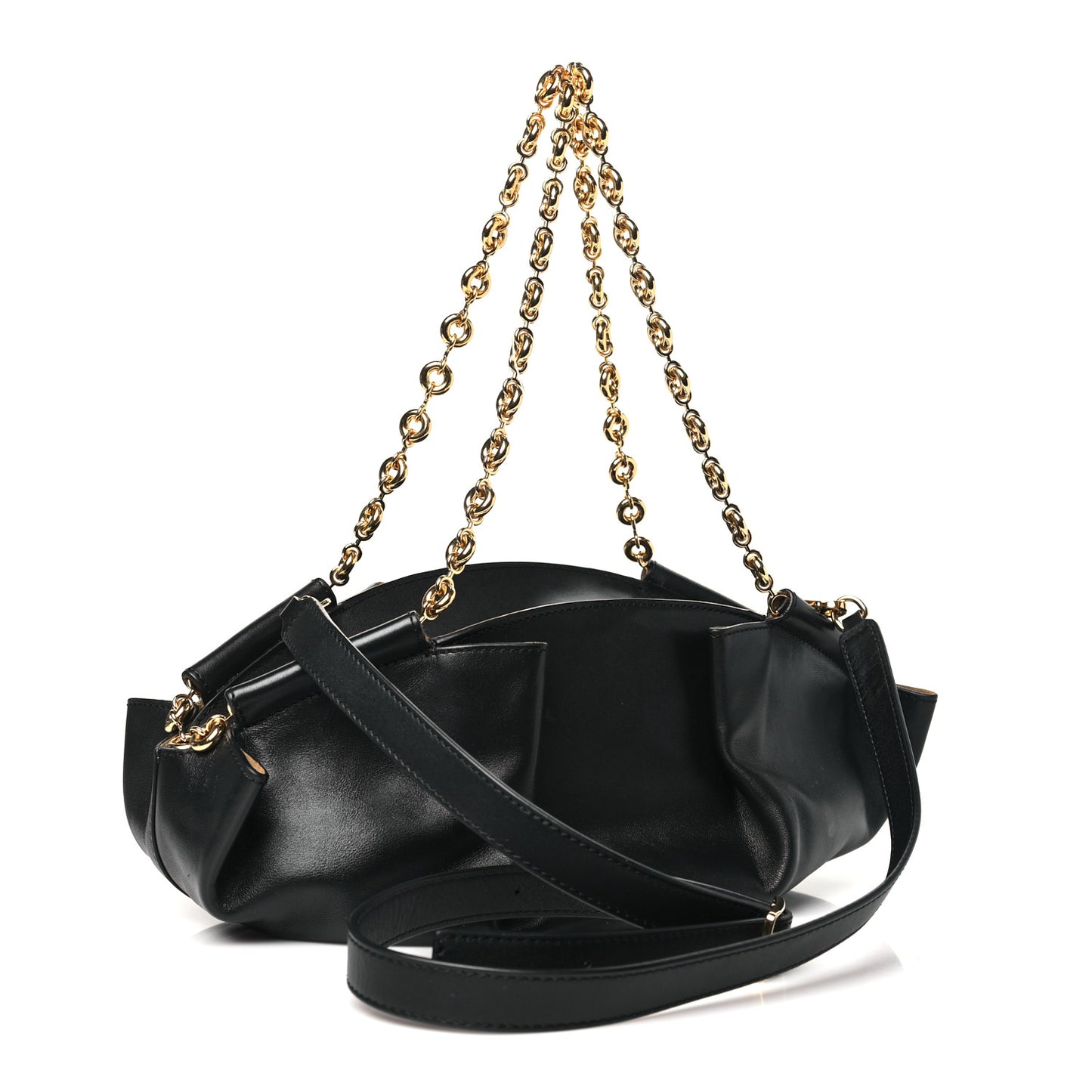 Shiny Nappa Calfskin Small Paseo Bag With Chain Black