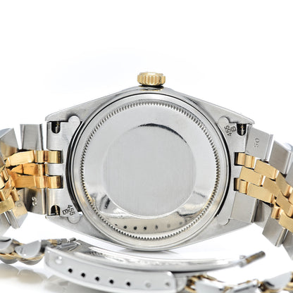 Rolex Stainless Steel 18K Yellow Gold Diamond 36mm Oyster Perpetual Datejust Watch Black 16013 5 of 7