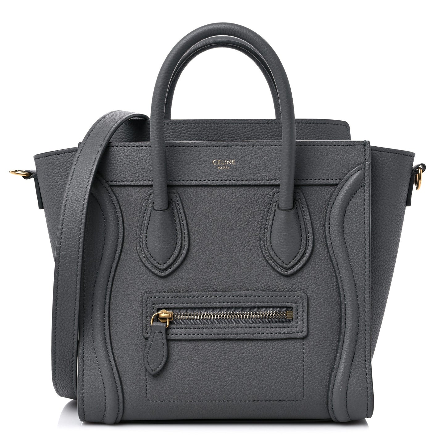 Drummed Calfskin Nano Luggage Kohl