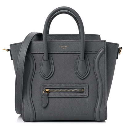 Celine Drummed Calfskin Nano Luggage Kohl 1 of 15