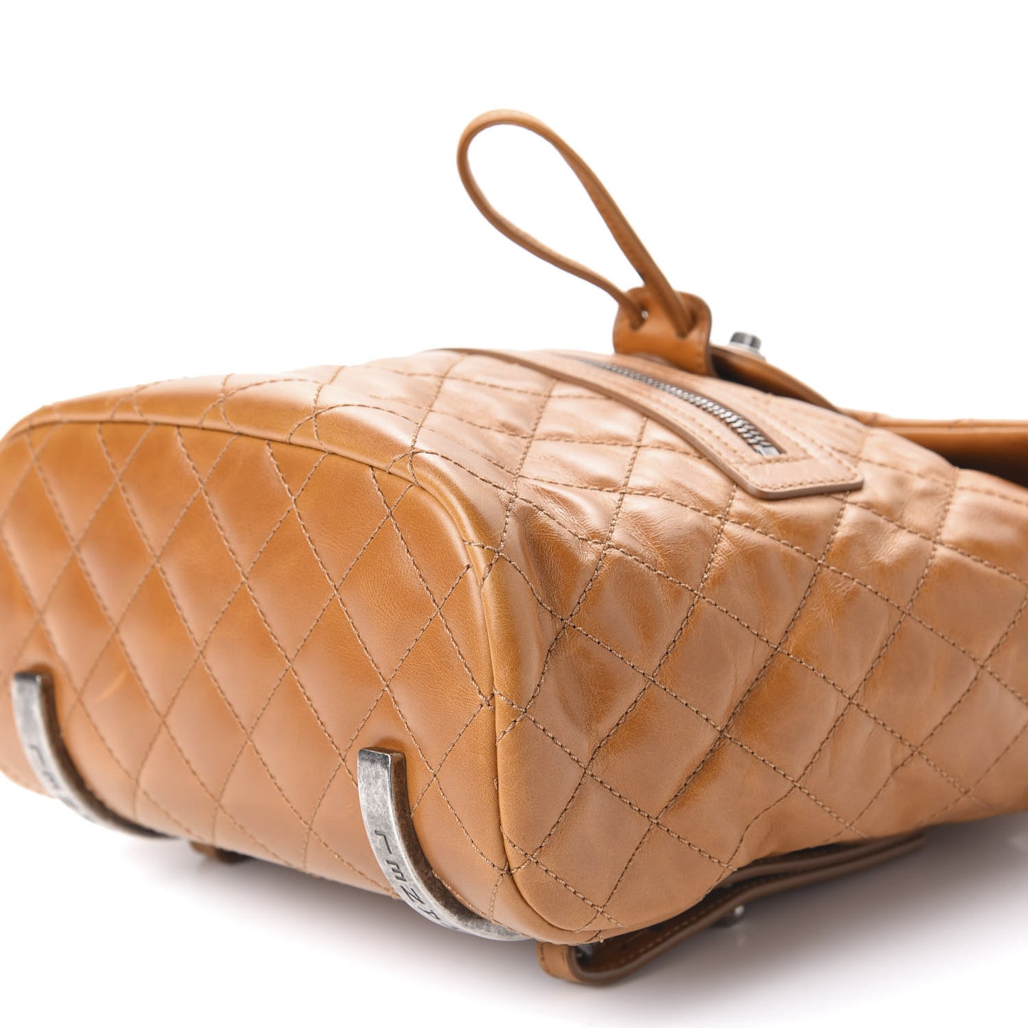 Glazed Calfskin Quilted Small Salzburg Backpack Brown