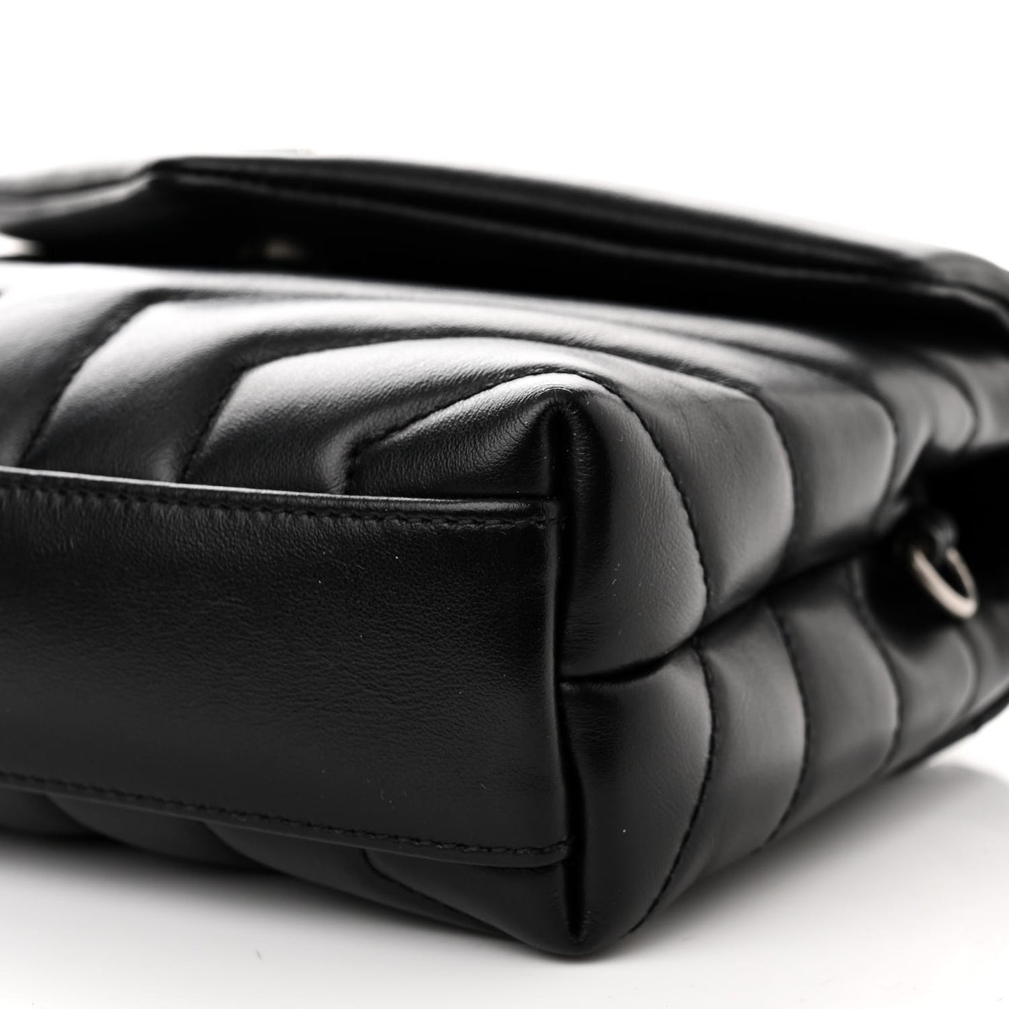 SAINT LAURENT Calfskin Y Quilted Monogram Toy Loulou Crossbody Bag Black