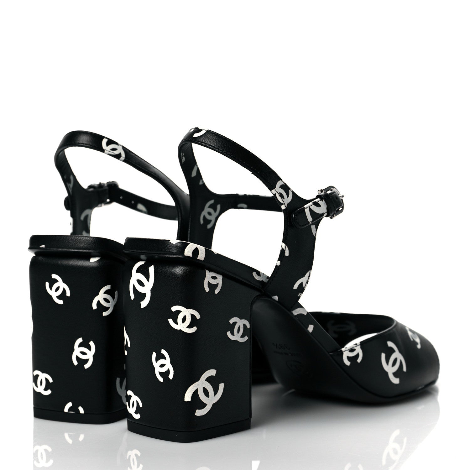 Chanel Lambskin Printed CC Sandals 39.5 Black White 4 of 10