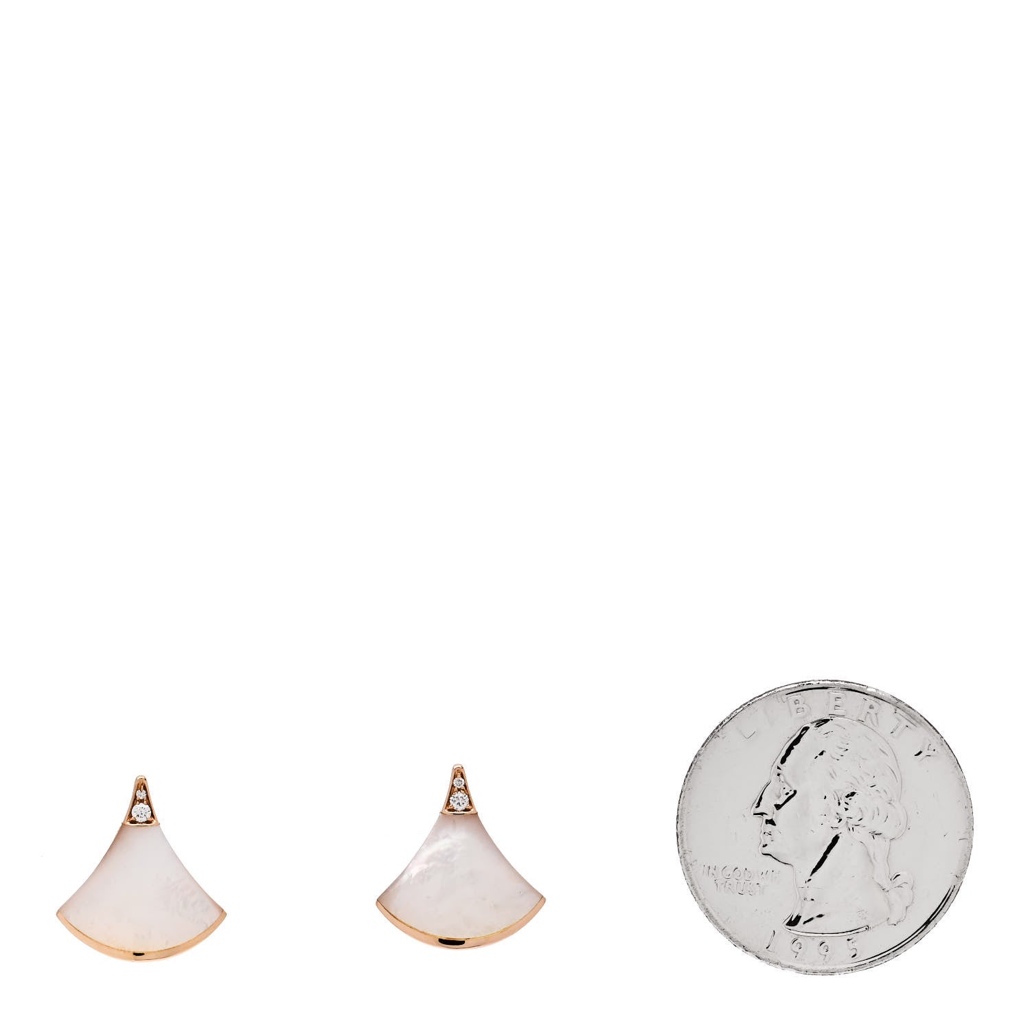 Bulgari 18K Rose Gold Diamond Mother of Pearl Divas' Dream Stud Earrings 2 of 5