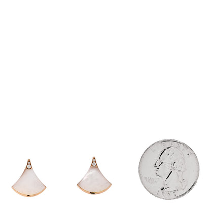 Bulgari 18K Rose Gold Diamond Mother of Pearl Divas' Dream Stud Earrings 2 of 5