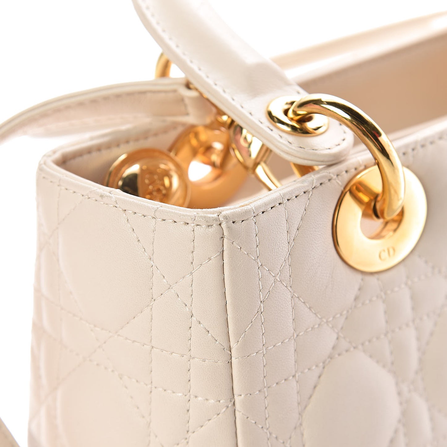 Lambskin Cannage Medium Lady Dior Light Beige