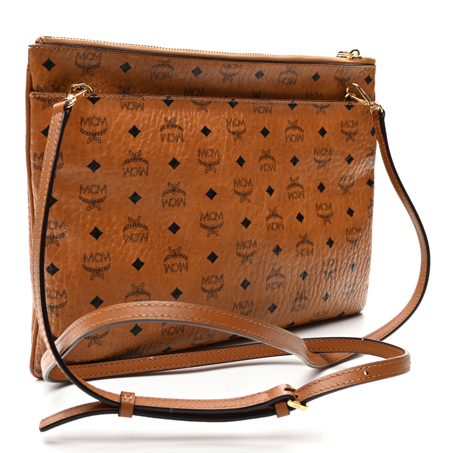 Visetos Medium Crossbody Pouch Cognac