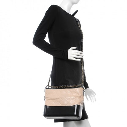 Chanel Aged Calfskin Quilted Medium Gabrielle Hobo Beige Black 2 of 11