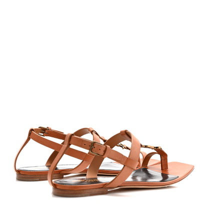 Saint Laurent Calfskin Cassandra Monogram Sandals 41 Brown 4 of 9