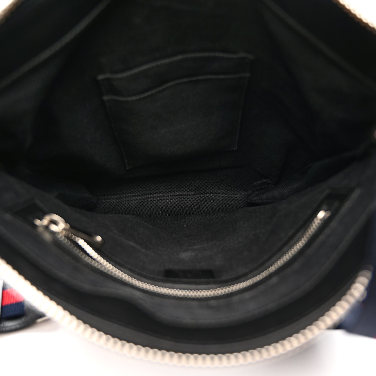 GG Supreme Monogram Appia Calfskin Web Flat Messenger Bag Black Grey