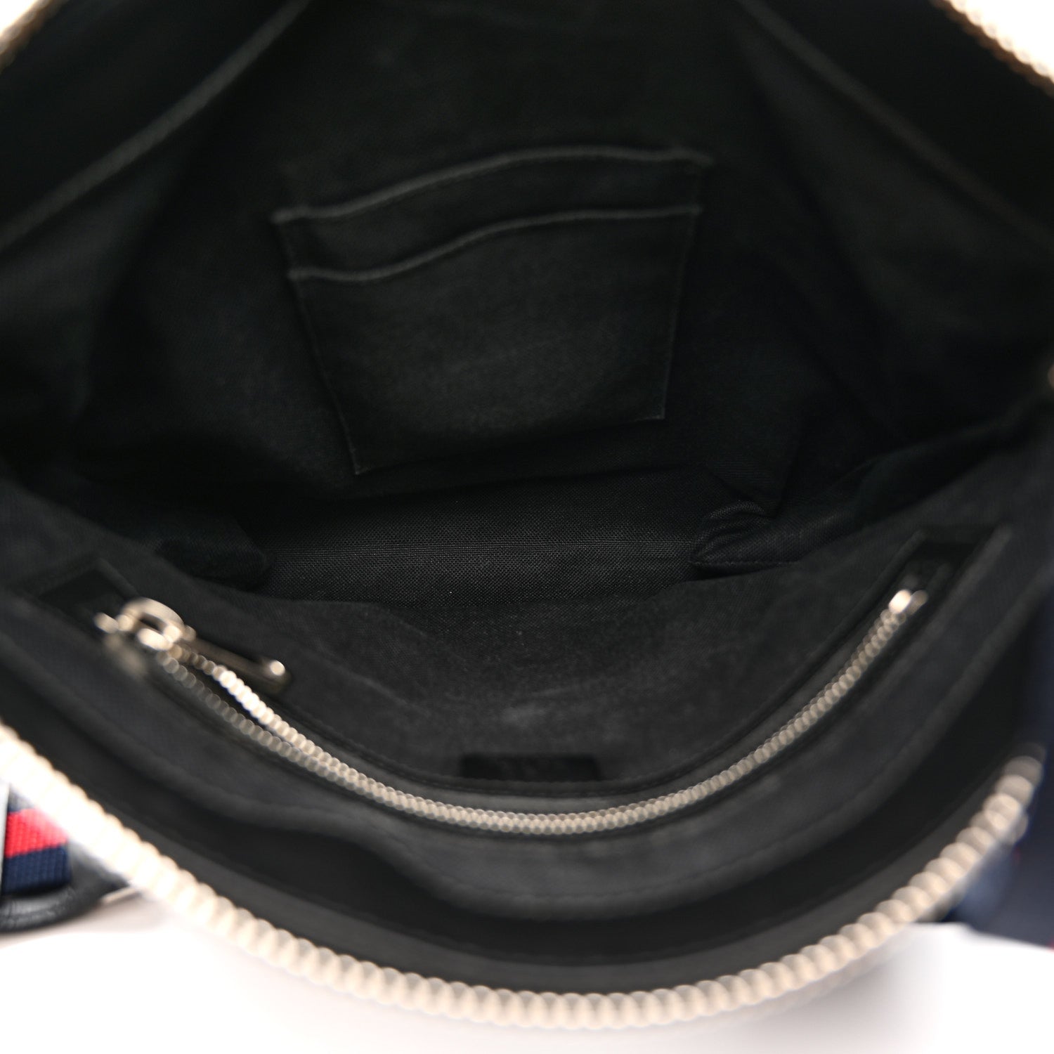 Gucci GG Supreme Monogram Appia Calfskin Web Flat Messenger Bag Black Grey 5 of 15