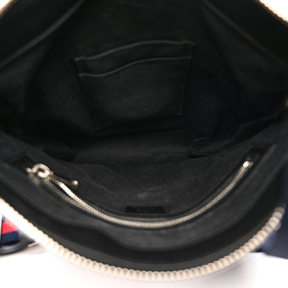 Gucci GG Supreme Monogram Appia Calfskin Web Flat Messenger Bag Black Grey 5 of 15