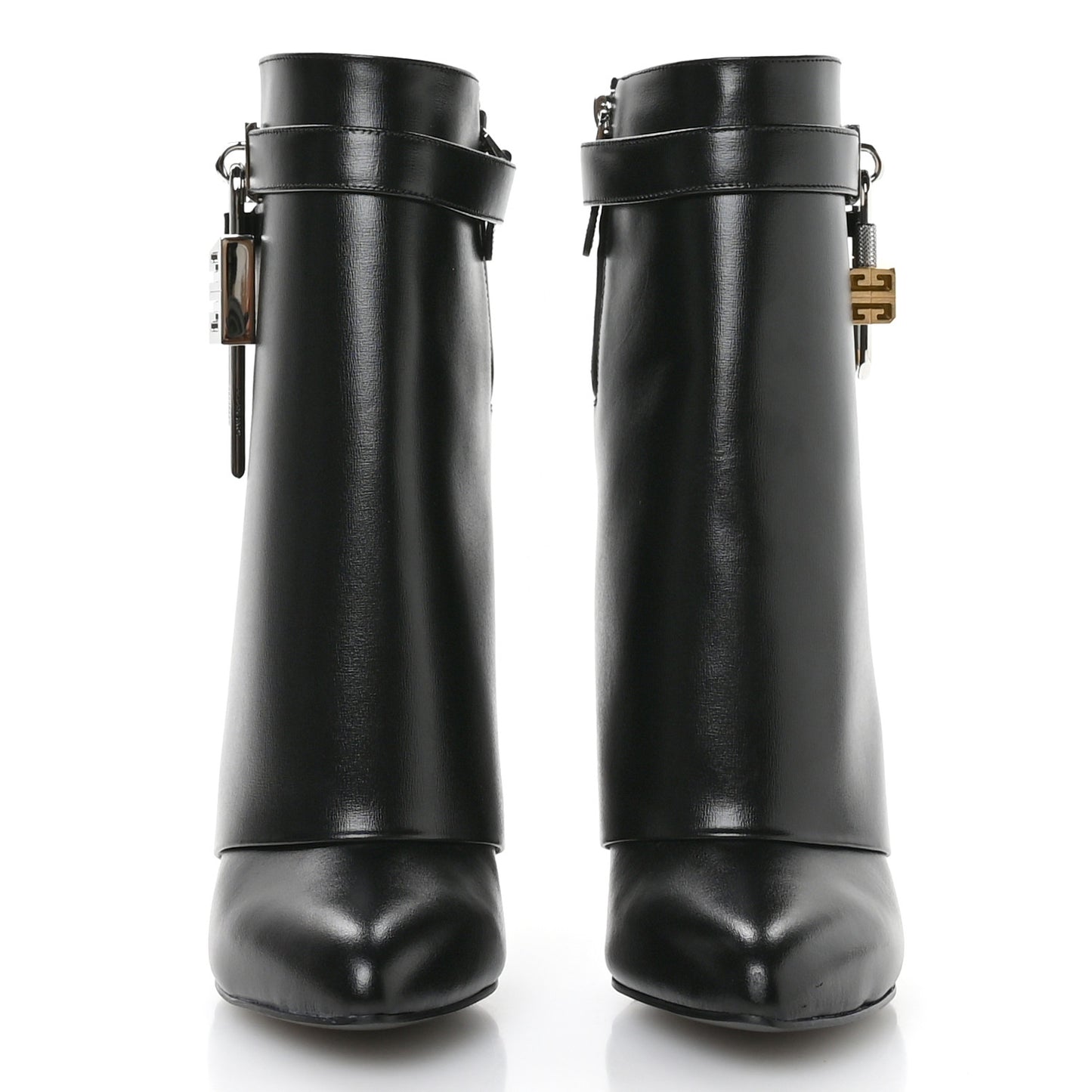 Calfskin Shark Lock Ankle Boots 39 Black