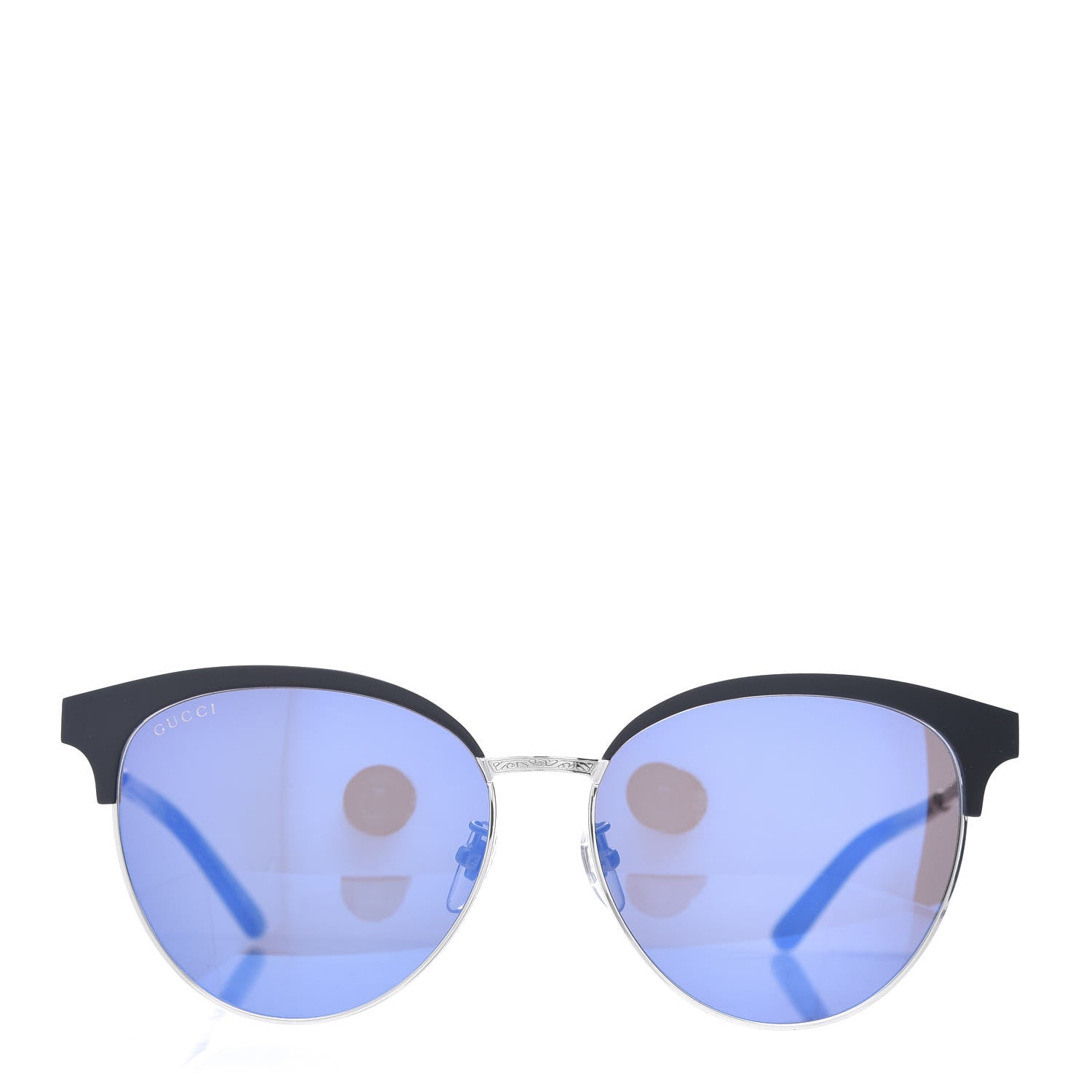 Gucci Round Metal GG0074SK Sunglasses Black Silver 2 of 8