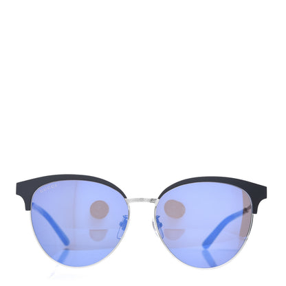 Gucci Round Metal GG0074SK Sunglasses Black Silver 2 of 8