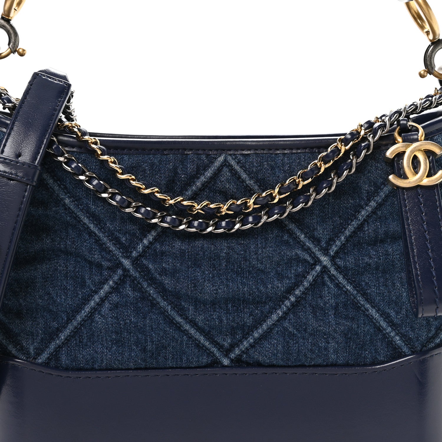 Chanel Denim Calfskin Quilted Medium Gabrielle Logo Hobo Blue 8 of 10