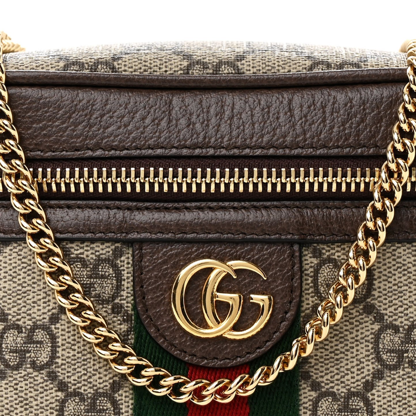 GG Supreme Monogram Textured Dollar Calfskin Web Ophidia Belt Bag 95 38 Beige Ebony New Acero