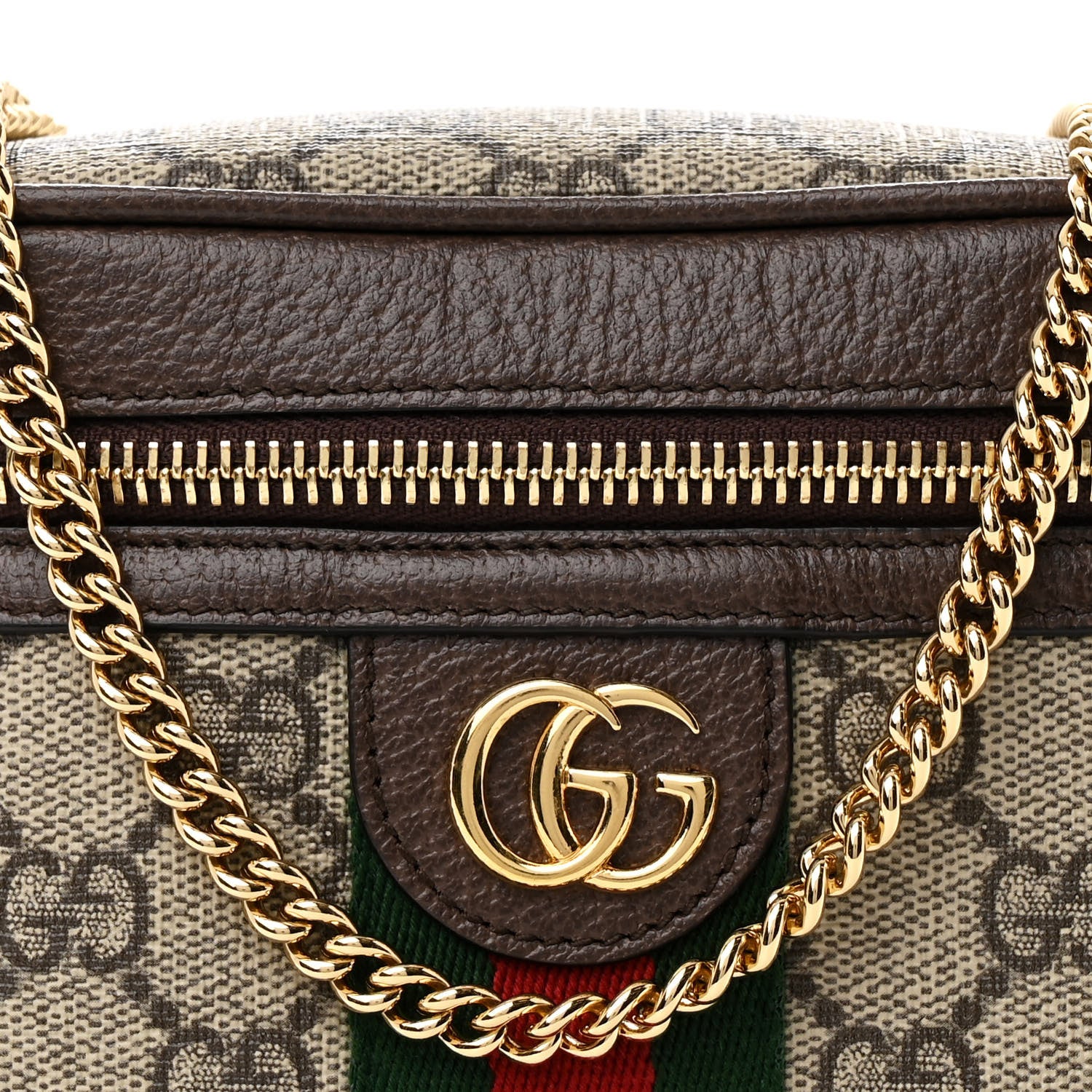 Gucci GG Supreme Monogram Textured Dollar Calfskin Web Ophidia Belt Bag 95 38 Beige Ebony New Acero 8 of 10