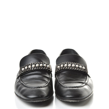 Chanel Calfskin Pearl CC Mocassin Loafers 40.5 Black 2 of 17