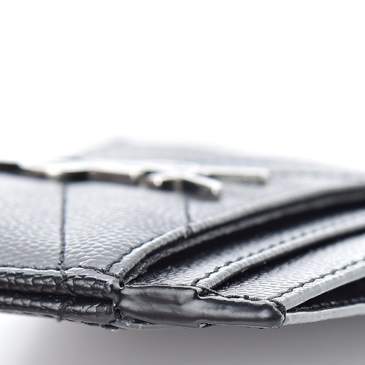Grain De Poudre Matelasse Chevron Monogram Credit Card Case Black