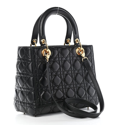 Christian Dior Lambskin Cannage Medium Lady Dior Black 2 of 4