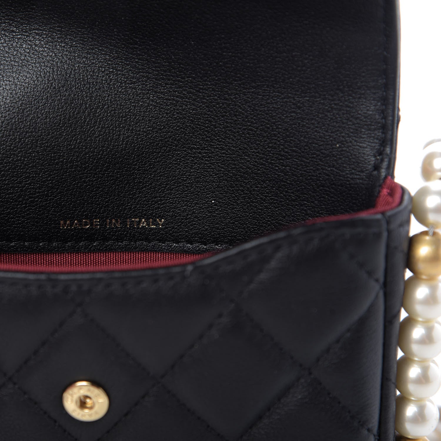 Chanel Calfskin Quilted About Pearls Card Holder Flap With Chain Black 9 of 11