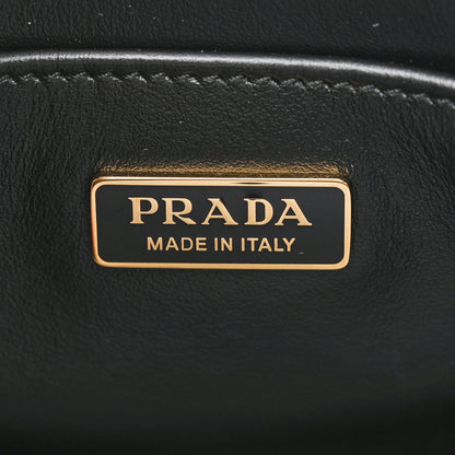 Prada Saffiano Lux Triangle Logo Embossed Small Double Handle Crossbody Tote Black 7 of 12