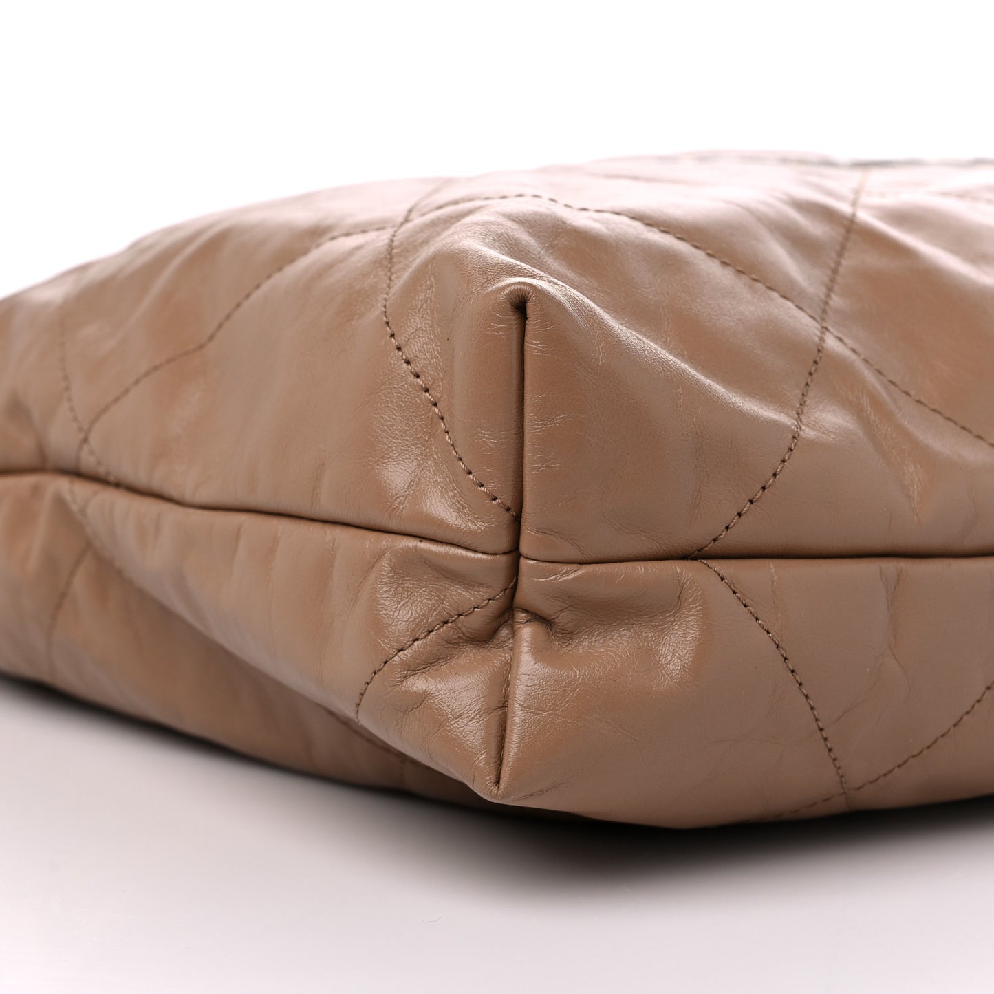 Shiny Calfskin Quilted Chanel 22 Dark Beige