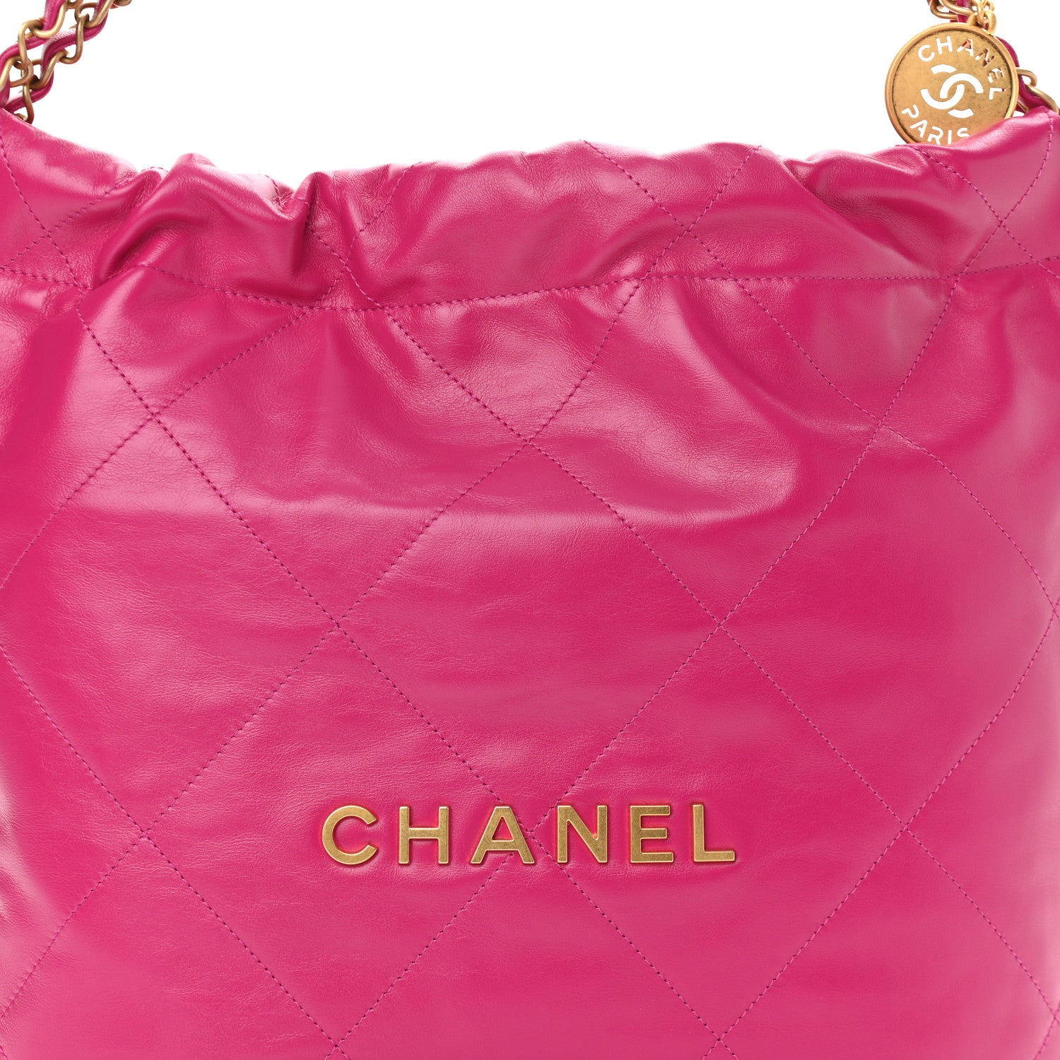 Chanel Shiny Calfskin Quilted Small Chanel 22 Fuchsia 10 of 12