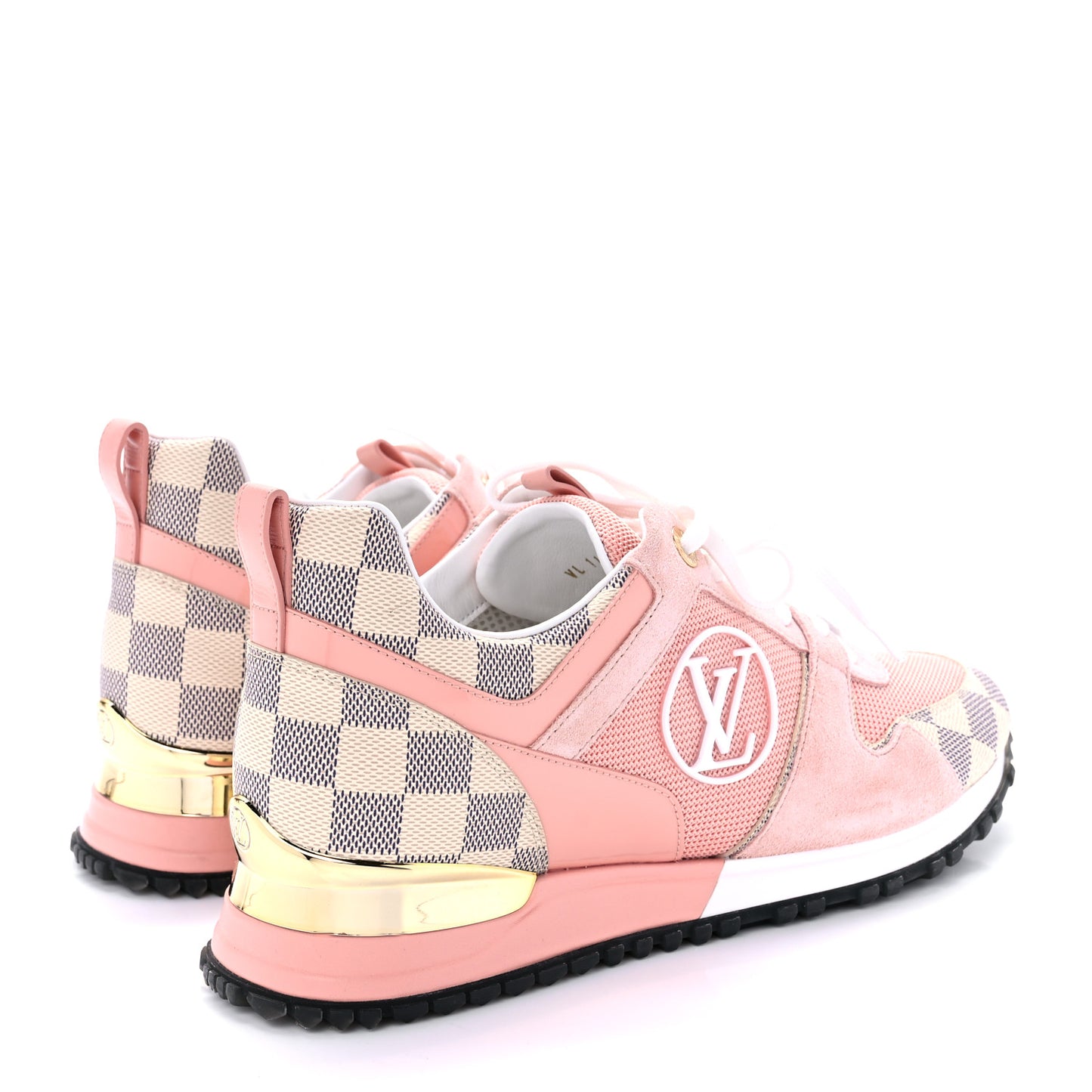Suede Damier Azur Run Away Sneakers 38.5 Pink