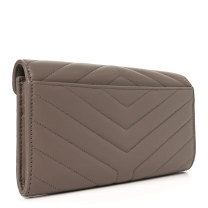 Saint Laurent Lambskin Y Quilted Monogram Large Loulou Flap Wallet Mink 3 of 8