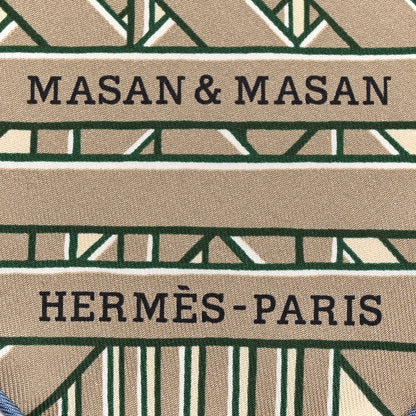 Hermes Silk Masan & Masan Scarf 90 Grege Potiron Bois De Rose 3 of 4