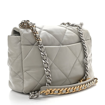 Chanel Lambskin Quilted Large Chanel 19 Flap Light Grey 2 of 10