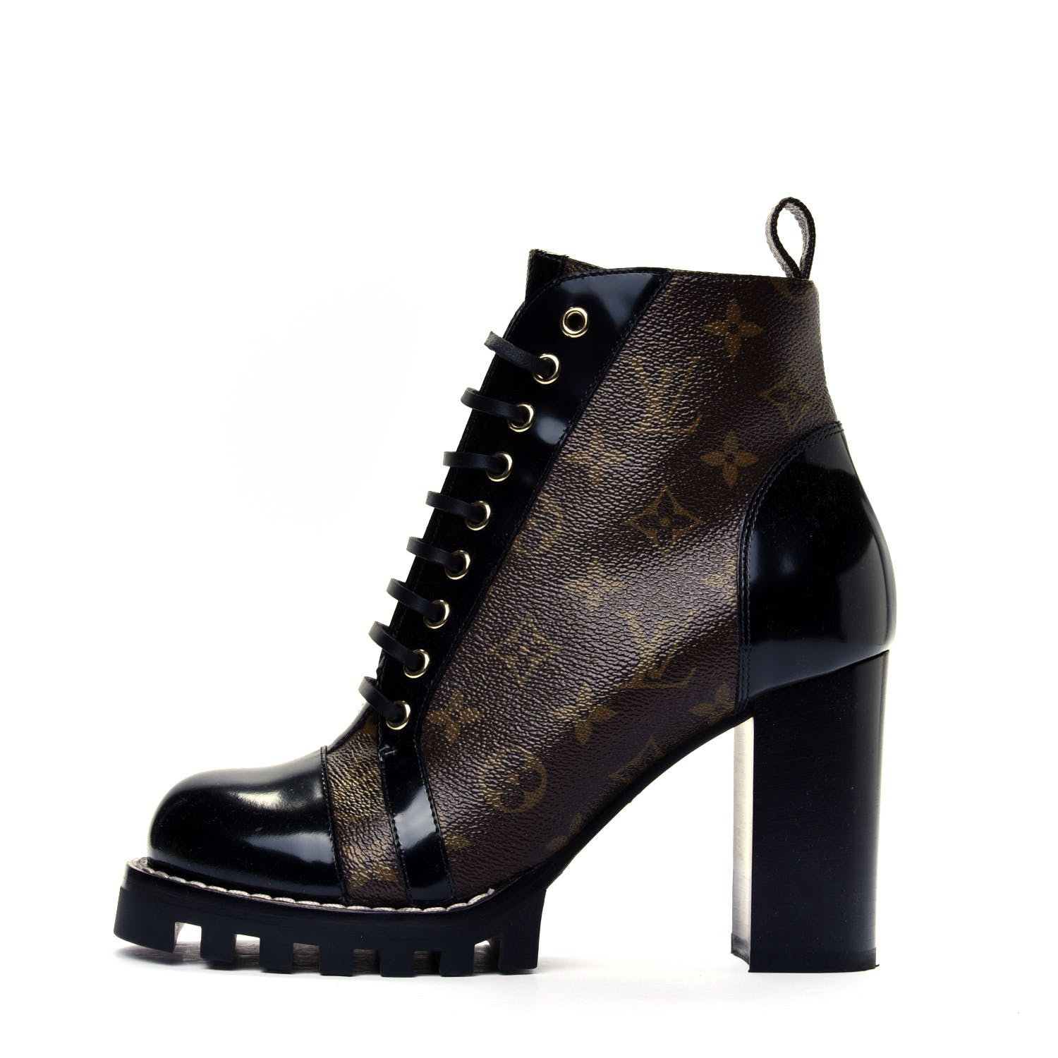 Louis Vuitton Patent Calfskin Monogram Star Trail Ankle Boots 39 Black 1 of 9