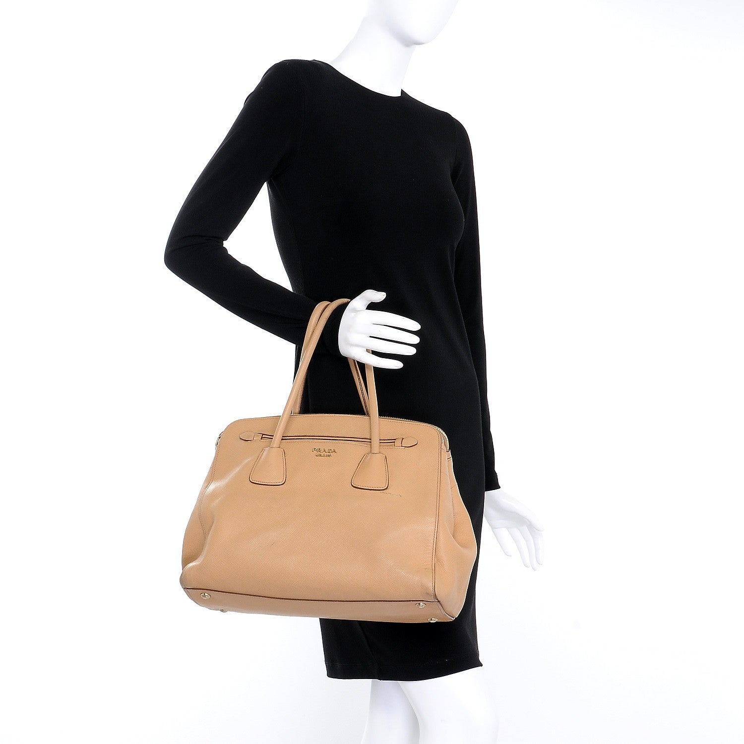 Prada Saffiano Shoulder Bag Noisette 2 of 19
