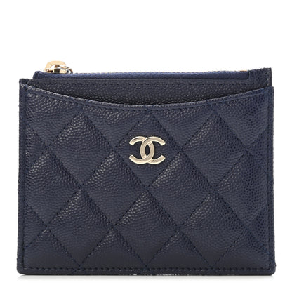 Chanel Caviar Quilted CC Zip Card Holder Navy 1 of 4