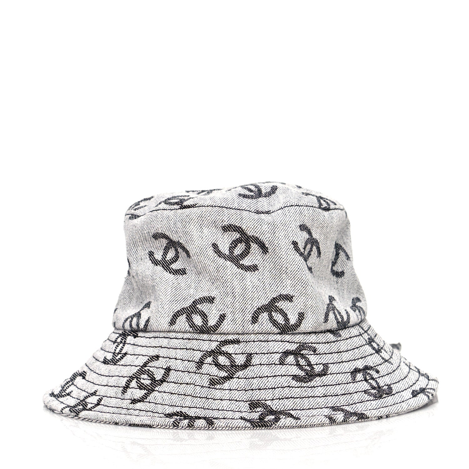Chanel Denim CC Bucket Hat M White Black 2 of 8