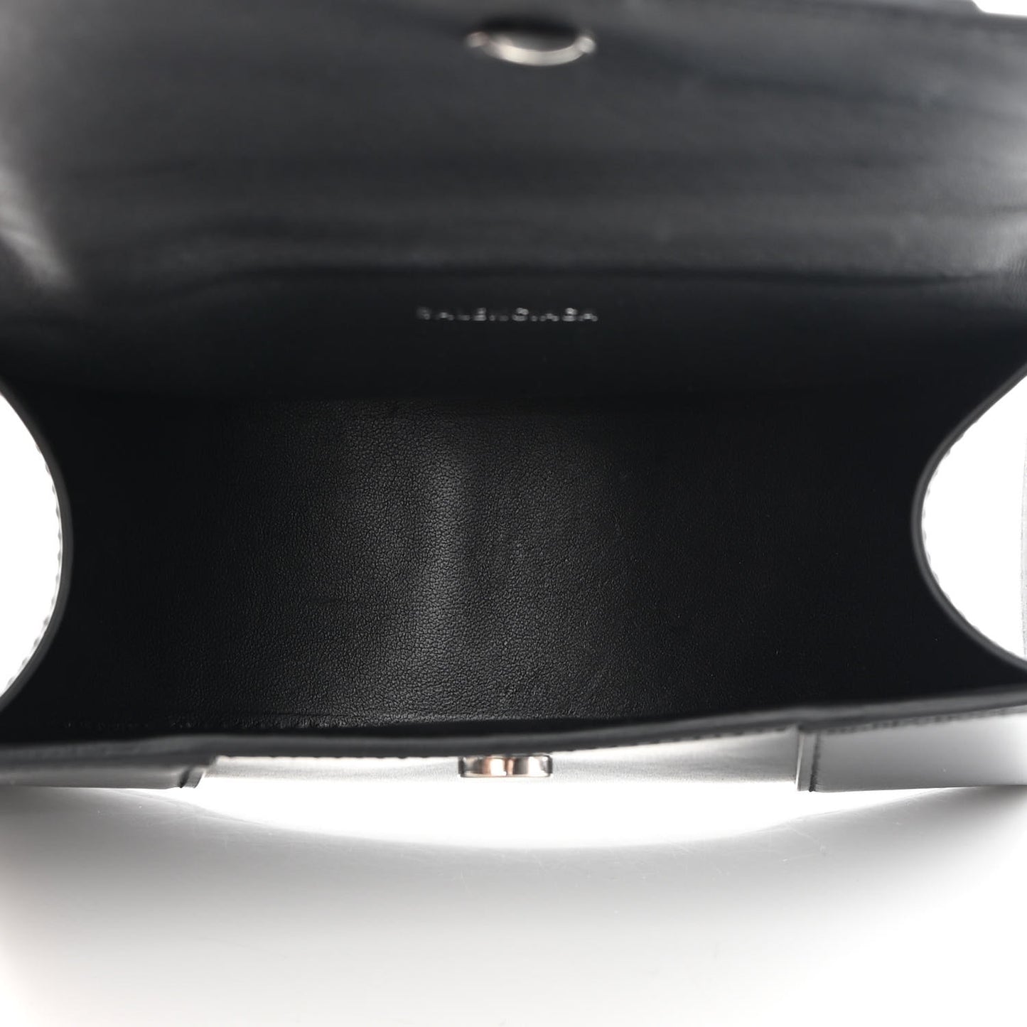 Shiny Box Calfskin Hourglass Top Handle Bag XS Black