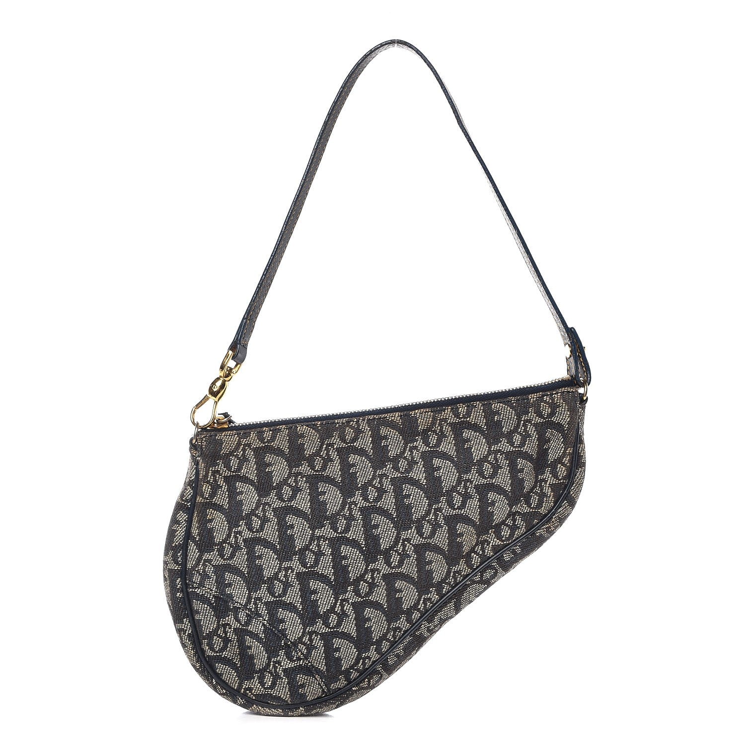Christian Dior Monogram Mini Saddle Pochette Navy 1 of 9