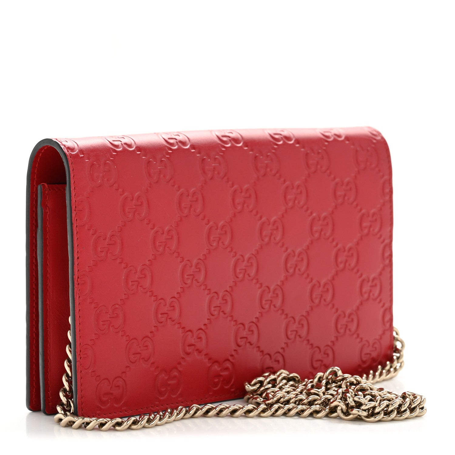 Gucci Guccissima Signature Bowy Chain Wallet Hibiscus Red 3 of 14
