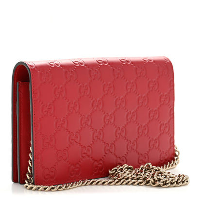 Gucci Guccissima Signature Bowy Chain Wallet Hibiscus Red 3 of 14