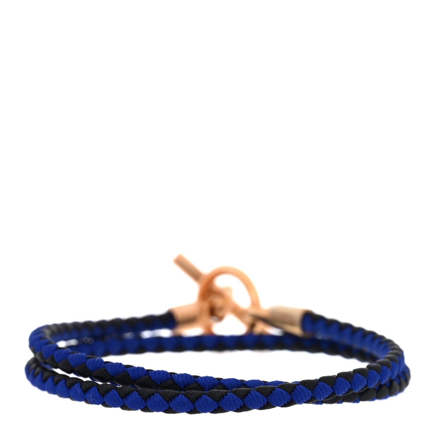 Hermes Swift Silk Braided Glenan Double Tour Bracelet Indigo Fonce Black 2 of 3