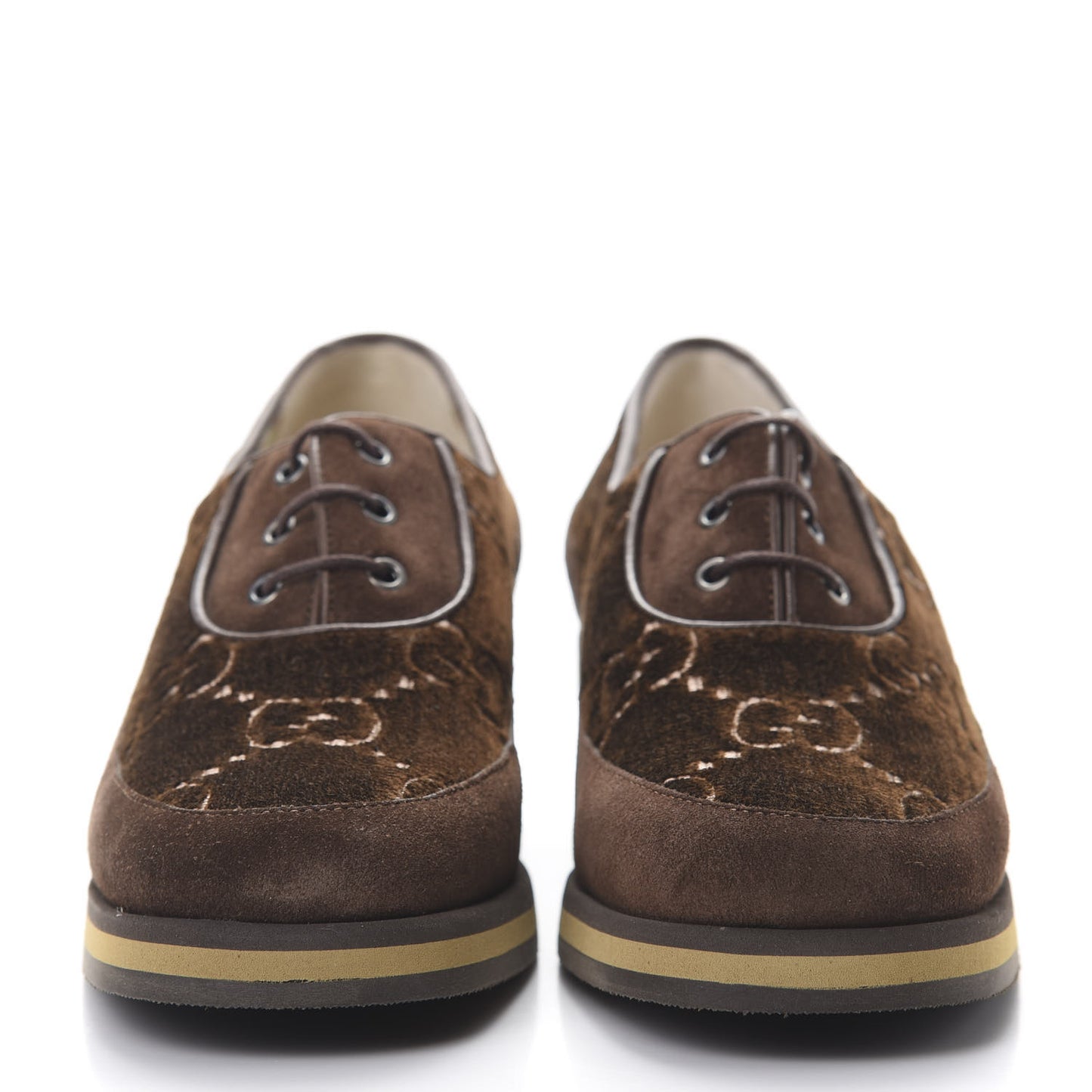 Velvet GG Monogram Thompson Derby Loafers 36.5 Vintage Cocoa Brown