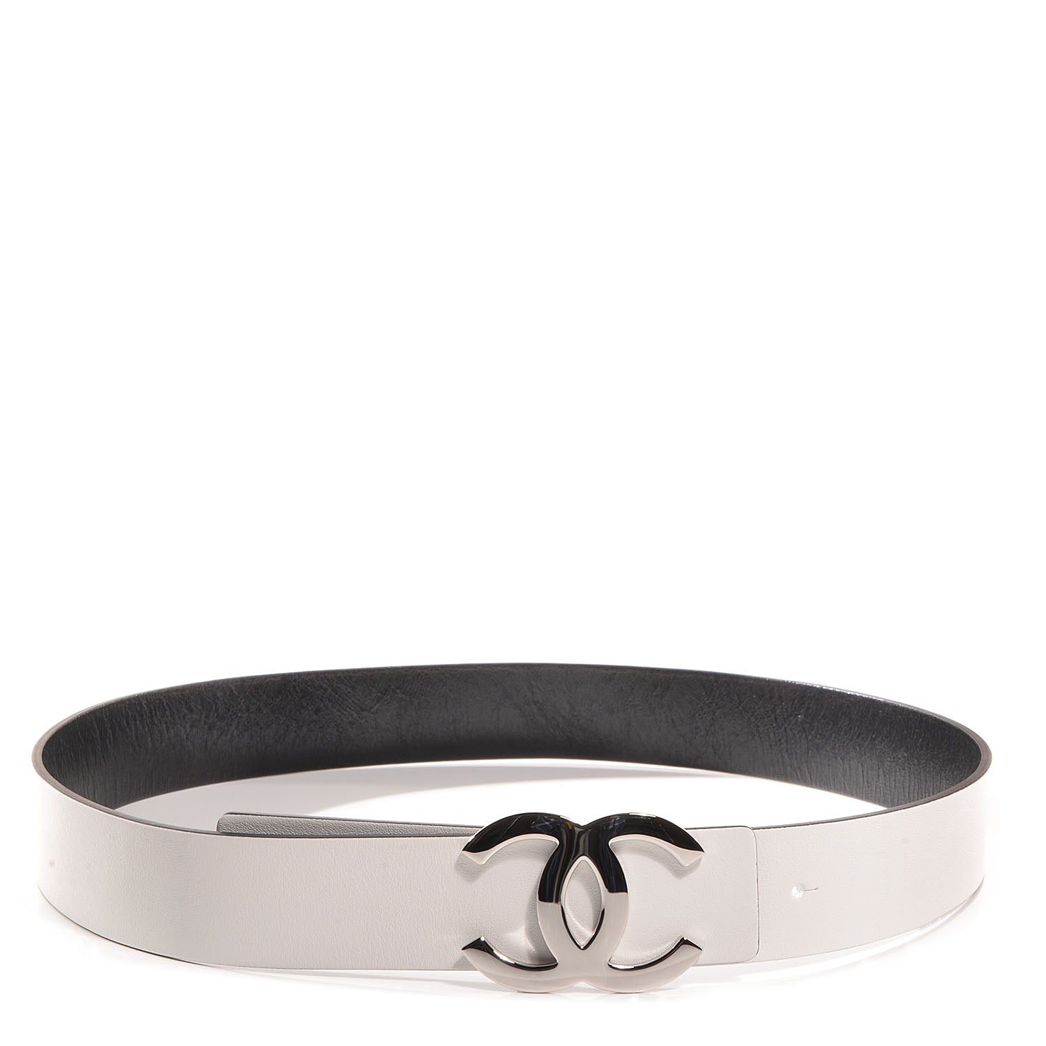Chanel Leather Reversible CC Logo Belt 85 White Black 1 of 6