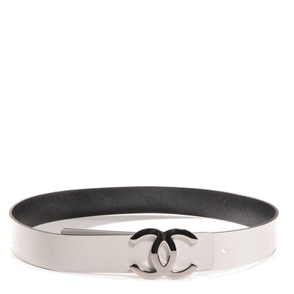 Chanel Leather Reversible CC Logo Belt 85 White Black 1 of 6