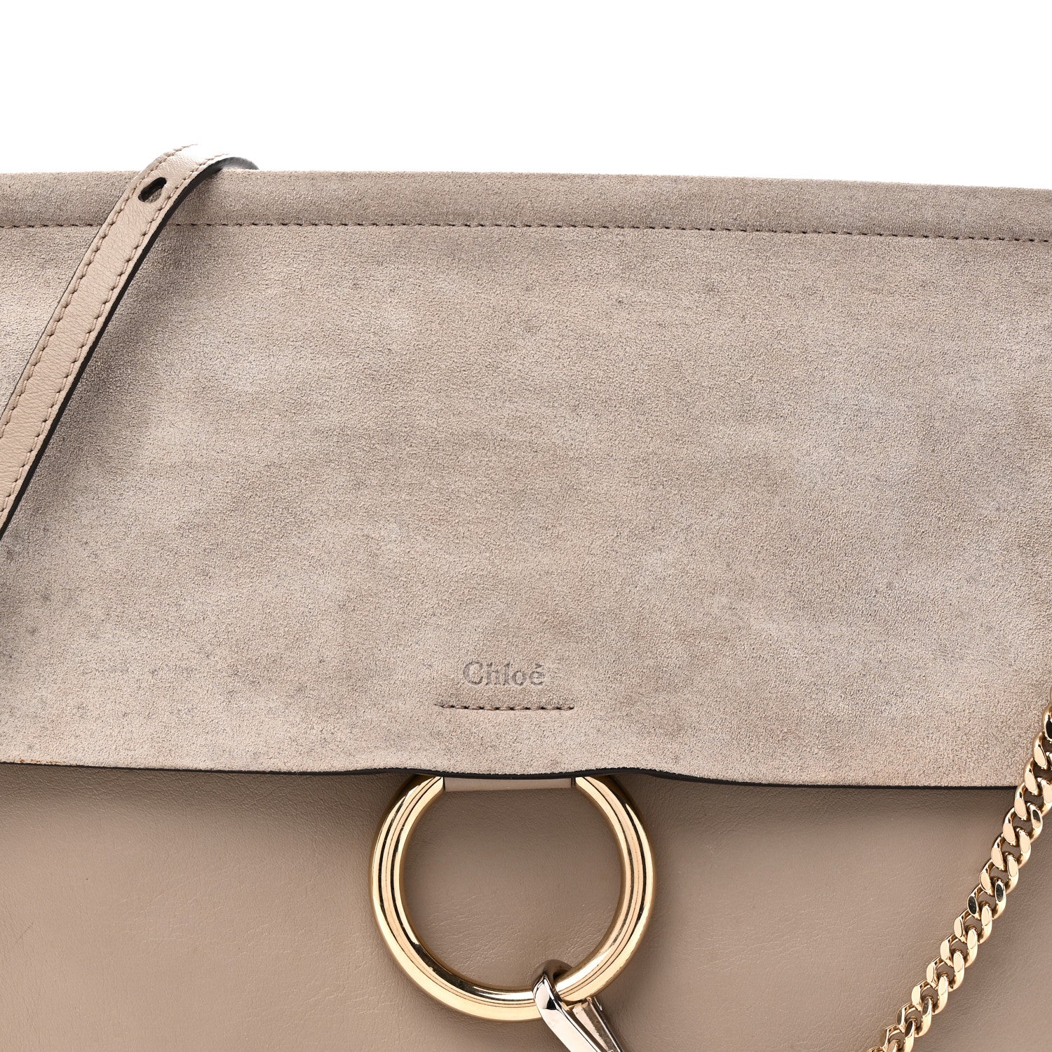 Chloe Calfskin Suede Medium Faye Shoulder Bag Motty Grey 7 of 9
