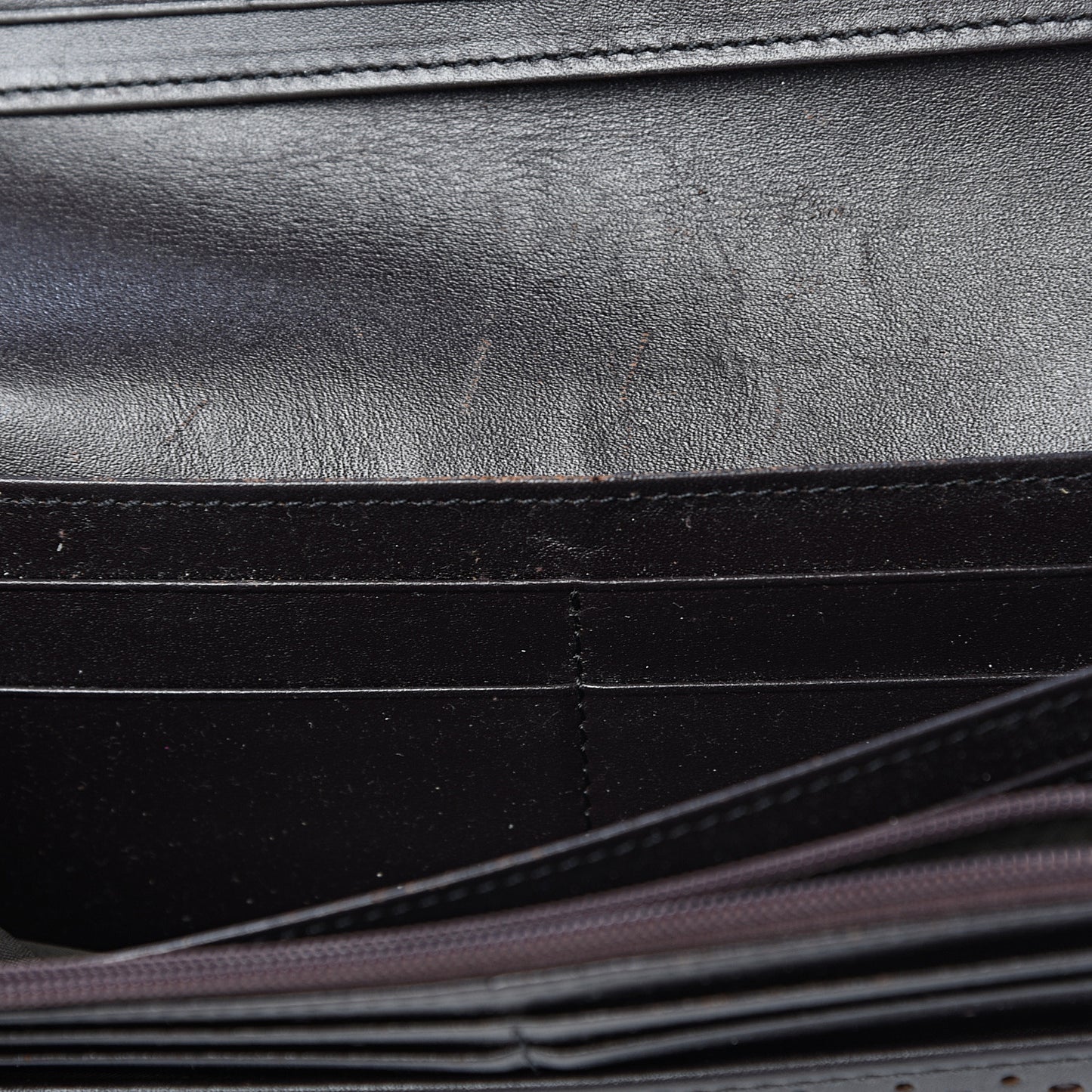 Grainy Calfskin Continental Wallet Dark Brown