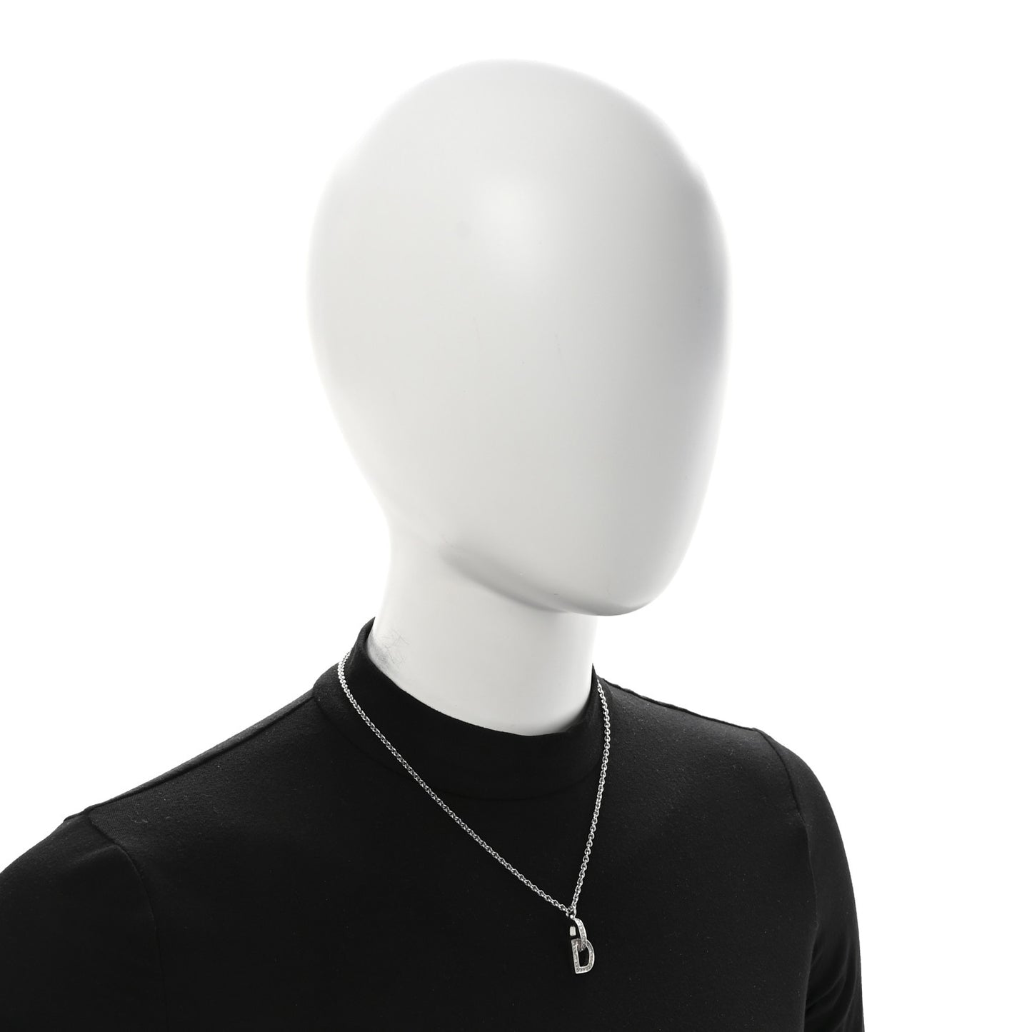 Metal Crystal CD Lock Necklace Silver