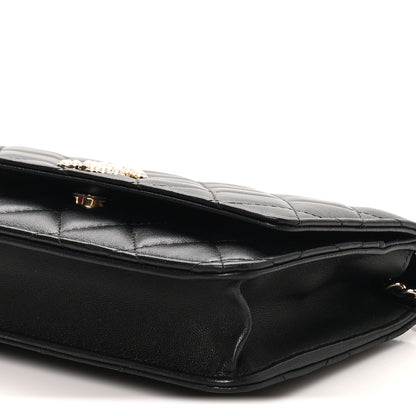Chanel Lambskin Quilted Pearl CC Wallet on Chain WOC Black 10 of 10